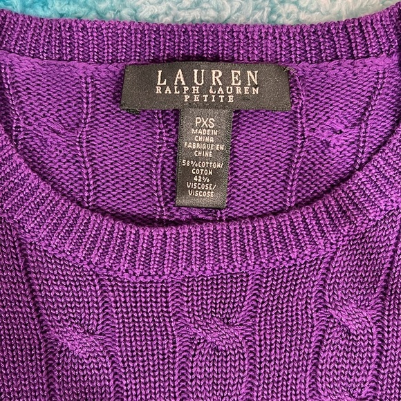 🔥Lauren Ralph Lauren Purple Crew Neck Cable Knit Sweater🔥 - Picture 5 of 6
